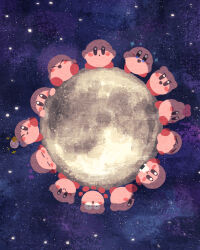 Rule 34 | :d, blush, candy, circle, constricted pupils, food, heart, hiding, highres, invincible candy, kirby, kirby (series), lollipop, miclot, moon, multiple persona, nintendo, no humans, o o, onigiri, open mouth, revision, sleeping, smile, space, sparkling eyes, star (sky)