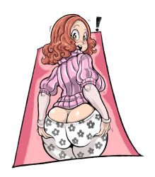 Rule 34 | 1girl, ass, ass grab, blush, breasts, brown eyes, butt crack, highres, okumura haru, orange hair, persona, persona 5, solo, sweater