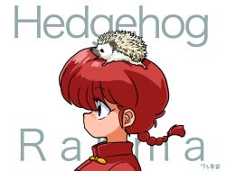 Rule 34 | 1girl, animal, blue eyes, braid, genderswap, genderswap (mtf), hedgehog, ranma-chan, ranma 1/2, red hair, saotome ranma, single braid, solo, tagme, wanta (futoshi)