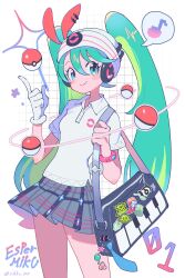 Rule 34 | 1girl, absurdres, bag, creatures (company), game freak, hat, hatsune miku, highres, nintendo, poke ball, poke ball (basic), pokemon, project voltage, psychic miku (project voltage), solo, vocaloid, white hat, zikko 100