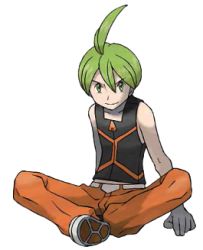 Rule 34 | 1boy, aaron (pokemon), ahoge, arm behind back, artist request, bare shoulders, belt, black shirt, closed mouth, collarbone, creatures (company), elite four, game freak, green hair, happy, indian style, looking at viewer, lowres, male focus, matching hair/eyes, nintendo, official art, orange pants, pants, pokemon, pokemon dppt, shirt, shoes, short hair, sitting, skin tight, sleeveless, sleeveless shirt, smile, solo, transparent background, white footwear, zipper pull tab