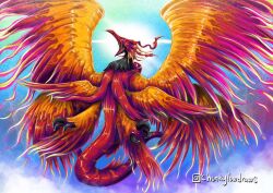 Rule 34 | beak, claws, digimon, digimon (creature), open mouth, solo, tail, wings, zhuqiaomon