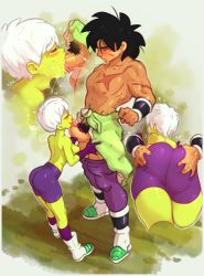 Rule 34 | 1boy, 1girl, ass, ass grab, black hair, blush, boots, breasts, broly (dragon ball z), cheelai, clothed sex, colored skin, deepthroat, dragon ball, dragon ball super, dragon ball super broly, fellatio, grabbing, green skin, groping, half-closed eyes, heart, hetero, highres, justrube, medium breasts, medium hair, muscular, open clothes, open mouth, oral, penis, penis grab, sex, short hair, shorts, silver hair, smile, testicles, tongue, tongue out