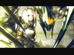 Rule 34 | 1girl, animal ears, bare shoulders, letterboxed, looking at viewer, lowlight kirilenko, mechanical arms, pixiv fantasia, pixiv fantasia t, short hair, single mechanical arm, solo, white hair, yellow eyes