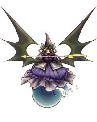 Rule 34 | 1girl, bad id, bad pixiv id, bat wings, do-ko (celsius), female focus, ghost, ghost tail, green eyes, green hair, hat, highres, long hair, matching hair/eyes, mercury168, mima (touhou), solo, staff, touhou, touhou (pc-98), wings, wizard hat