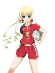 Rule 34 | 00s, 2006 fifa world cup, ball, blonde hair, blue eyes, chemical-x, clothes writing, drill hair, germany, aged up, rozen maiden, shinku, soccer, soccer ball, sportswear, teamgeist, world cup