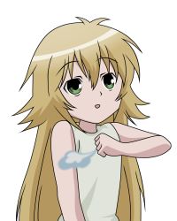 Rule 34 | 00s, blonde hair, flat chest, green eyes, highres, kusano, long hair, non-web source, sekirei, solo, transparent background, vector trace, very long hair