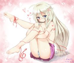 Rule 34 | 1girl, barefoot, breasts, highres, ia (vocaloid), kentia, kentllaall, hugging own legs, long hair, panties, ribbon, skirt, small breasts, topless, underwear, vocaloid