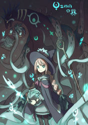 Rule 34 | 1girl, absurdres, aqua bow, aqua eyes, black headwear, black pantyhose, black robe, book, bow, braid, bright pupils, brown hair, closed mouth, commentary request, copyright name, creature, film grain, glowing, grey hoodie, hair bow, hat, highres, holding, holding book, holding jar, holding plant, holding staff, hood, hood down, hoodie, jar, long hair, long sleeves, looking at viewer, making-of available, monster, on head, open book, open clothes, open robe, original, ototoi (eevees813), pantyhose, plant, robe, runes, staff, standing, swept bangs, tassel, twin braids, twintails, white pupils, witch, witch hat, wristband