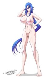 Rule 34 | ass, blue hair, breasts, cleft of venus, fallen angel, high school dxd, kalawarner, large breasts, long hair, pussy, thick thighs, thighs