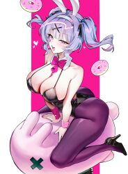Rule 34 | 1girl, absurdres, animal ears, bare shoulders, black leotard, blue eyes, blush, bow, bowtie, breasts, commentary, detached collar, fake animal ears, hair ornament, hatsune miku, heart, highres, large breasts, leotard, looking at viewer, open mouth, pantyhose, picter, playboy bunny, rabbit ears, rabbit hole (vocaloid), smile, solo, teardrop facial mark, thighs, twintails, vocaloid, x hair ornament