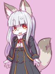 Rule 34 | fox, furry, long hair, ohakotome, open mouth, red eyes, silver hair