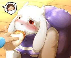 Rule 34 | 1boy, artist request, blush, furry, highres, open mouth, red eyes, toriel, undertale