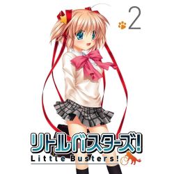 Rule 34 | 1girl, :d, arms behind back, bag, blonde hair, blue eyes, bow, bowtie, briefcase, grey skirt, hair ribbon, hinoue itaru, kamikita komari, little busters!, long sleeves, official art, open mouth, pink bow, pink bowtie, plaid, plaid skirt, red ribbon, ribbon, school bag, school briefcase, school uniform, short hair, simple background, skirt, smile, solo, standing, sweater, twintails, white background