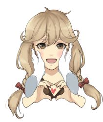 Rule 34 | 1girl, bad id, bad pixiv id, blonde hair, blush, bow, braid, brown eyes, faye (fire emblem), fire emblem, fire emblem echoes: shadows of valentia, hand on another&#039;s cheek, heart, heart hands, kyou (ningiou), long hair, low-braided long hair, low-tied long hair, nintendo, open mouth, portrait, pov, solo focus, transparent background, twin braids