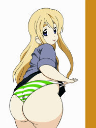 Rule 34 | ass, ass focus, blonde hair, blue eyes, eleven929rr, k-on!, kotobuki tsumugi, panties, panty pull, striped clothes, striped panties, underwear
