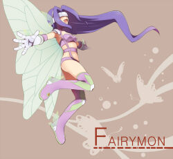Rule 34 | digimon, digimon (creature), fairimon, gloves, highres, long hair, mask, purple hair, wings