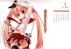 Rule 34 | 10s, 1girl, 2011, calendar, gun, hidan no aria, kanzaki h. aria, school uniform, solo, thighhighs, weapon