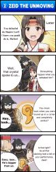 Rule 34 | 00s, 4koma, :d, armor, blue eyes, blush, brown eyes, brown gloves, brown hair, character request, close-up, comic, eating, empty eyes, english text, eyepatch, final fantasy, final fantasy xi, fingerless gloves, food, furry, gilgamesh (final fantasy), gloves, glowing, headband, highres, iroha (ff11), japanese armor, onigiri, open mouth, orb, parted bangs, parted lips, ribbon, silver hair, smile, sweatdrop, tomokichi, upper body, zeid