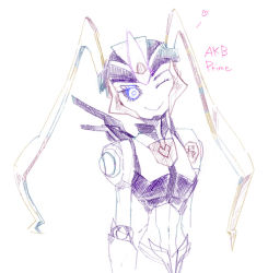 Rule 34 | akiba prime, android, blue eyes, mecha, one eye closed, robot, transformers, transformers prime, twintails, wink