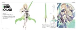 Rule 34 | 1girl, armor, blonde hair, breasts, character name, character sheet, commentary request, full body, gauntlets, high heels, holding, holding sword, holding weapon, ichijoji kotna, isegawa yasutaka, long hair, multiple views, original, small breasts, standing, sword, weapon