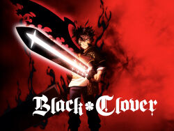 Rule 34 | 1boy, artist request, asta (black clover), aura, black bulls (emblem), black capelet, black clover, black headband, capelet, copyright name, cover, dark aura, demon horns, demon wings, dual wielding, dvd cover, feet out of frame, frown, glowing, glowing sword, glowing weapon, green eyes, grey hair, headband, highres, holding, holding sword, holding weapon, horns, looking at another, looking at viewer, male focus, mismatched pupils, official art, red eyes, short hair, single horn, single wing, solo, spiked hair, standing, sword, weapon, wings