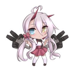 Rule 34 | 1girl, absurdres, ahoge, azur lane, black footwear, black necktie, blue eyes, blush, bow, breasts, chibi, closed mouth, commentary request, dark-skinned female, dark skin, double v, expressionless, full body, hair between eyes, hair bow, heart, heart ahoge, heterochromia, highres, horns, indianapolis (at school with my sister...) (azur lane), indianapolis (azur lane), kinomiki nobori, long hair, looking at viewer, medium breasts, necktie, official alternate costume, pink hair, red bow, red horns, red skirt, school uniform, shirt, shoes, simple background, skirt, solo, thighhighs, transparent background, twintails, v, very long hair, white shirt, white thighhighs, yellow eyes
