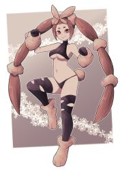 Rule 34 | 1girl, bare shoulders, bikini, black bikini, black gloves, breasts, bright pupils, brown hair, closed mouth, creatures (company), full body, game freak, gen 4 pokemon, gloves, hands up, highres, humanization, lamb-oic029, long hair, looking at viewer, lopunny, medium breasts, navel, nintendo, paw pose, paw shoes, personification, pokemon, red eyes, smile, solo, standing, standing on one leg, swimsuit, twintails, underboob, very long hair, white pupils