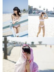 Rule 34 | 1girl, aida rikako, beach, bikini, highres, looking at viewer, outdoors, photo (medium), smile, swimsuit, voice actor