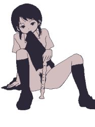 Rule 34 | 1girl, clothes in mouth, clothes lift, female pubic hair, flute, instrument, lifted by self, lowres, monochrome, mouth hold, no panties, oekaki, pubic hair, recorder, satetsuto, school uniform, serafuku, skirt, skirt in mouth, skirt lift, solo, spread legs