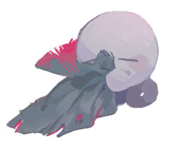 Rule 34 | black cape, black footwear, blush stickers, cape, closed eyes, colored skin, commentary request, grey skin, holding, holding cape, holding clothes, kananishi, kirby (series), lowres, nintendo, no humans, red cape, shadow kirby, shoes, simple background, solo, torn cape, torn clothes, two-sided cape, two-sided fabric, unworn cape, white background