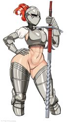 Rule 34 | 1girl, abs, armor, ass, breastplate, breasts, cleft of venus, curvy, female focus, female knight, gloves, hand on own hip, helmet, highres, kardia (nisetanaka), knight, large breasts, long sword, navel, nisetanaka, no panties, pussy, solo, standing, staring, stomach, sword, thick thighs, thighs, uncensored, weapon, wide hips