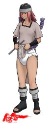 Rule 34 | 1girl, absurdres, artist request, bad anatomy, blush, diaper, highres, long image, naruto, naruto (series), non-web source, poorly drawn, red hair, solo, tall image, tayuya (naruto)