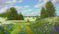 Rule 34 | blue sky, cloud, commentary, day, dmitry levin, english commentary, field, flower, flower field, grass, nature, no humans, original, outdoors, scenery, second-party source, sky