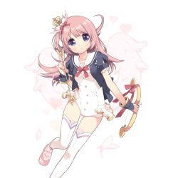 Rule 34 | 1girl, arrow (projectile), blue eyes, blush, bow (weapon), hair ornament, heart, leotard, long hair, looking at viewer, official art, one side up, pink hair, short hair, thighhighs, transparent background, uchi no hime-sama ga ichiban kawaii, weapon, white thighhighs, wings