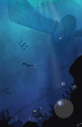 Rule 34 | bubble, coral, creatures (company), fish, game freak, gen 2 pokemon, gen 3 pokemon, glowing, glowing eyes, legendary pokemon, lugia, luvdisc, milotic, monochrome, nintendo, ocean, pokemon, pokemon (creature), rey menchaca, rock, scenery, sharpedo, silhouette, sunlight, swimming, underwater