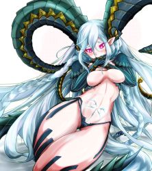 Rule 34 | + +, 1girl, absurdly long hair, black panties, black socks, blue gloves, blue hair, blush, braid, breasts, collarbone, colored eyelashes, covered mouth, cowboy shot, crossed arms, dragon girl, dragon horns, dragon tail, elbow gloves, eyelashes, eyes visible through hair, facing viewer, fate/grand order, fate (series), gloves, groin, hair between eyes, highleg, highleg panties, highres, horns, iota, kneehighs, leaning, leaning to the side, long hair, looking away, looking down, markings, medium breasts, midriff, navel, panties, pink eyes, pointy ears, pubic tattoo, scales, shadow, sidelocks, socks, solo, stomach, stomach tattoo, striped clothes, striped gloves, symbol-shaped pupils, tail, tattoo, thick eyebrows, thigh gap, thighs, tiamat (fate), tsurime, twin braids, underwear, very long hair, wedgie, white background, x arms
