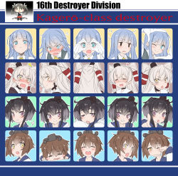 Rule 34 | 4girls, album cover, album cover redraw, amatsukaze (kancolle), black hair, blue eyes, blue hair, blush, brown eyes, brown hair, choker, close-up, closed eyes, commentary, cover, derivative work, dress, drooling, embarrassed, expressions, gloves, gradient hair, grey hair, hair tubes, hatsukaze (kancolle), headgear, highres, hime cut, kantai collection, long hair, looking at viewer, mtu (orewamuzituda), multicolored hair, multiple girls, one eye closed, open mouth, parody, pointing, rubbing eyes, sailor dress, saliva, school uniform, serafuku, short hair, short hair with long locks, sidelocks, smile, surprised, tears, the beatles, tokitsukaze (kancolle), two side up, yukikaze (kancolle)