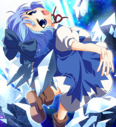 Rule 34 | aro, blue eyes, blue hair, boots, bow, cirno, short hair, embodiment of scarlet devil, touhou, wings