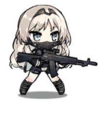 Rule 34 | ^ ^, an-94 (girls&#039; frontline), animated, animated gif, assault rifle, black socks, blue eyes, closed eyes, full body, girls&#039; frontline, gun, kneehighs, long hair, lowres, mask, mouth mask, ninja mask, official art, respirator, rifle, simple background, socks, solo, standing, tagme, very long hair, weapon, white background, white hair