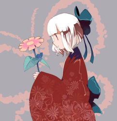 Rule 34 | bad id, bad pixiv id, flower, fuco, japanese clothes, kimono, red eyes, solo, white hair