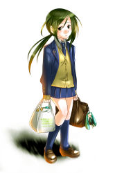 Rule 34 | bag, caffein, groceries, hatsune miku, charm (object), necktie, ponytail, sad, school uniform, vocaloid, highres