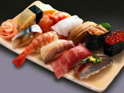 Rule 34 | egg, fish, fish (food), food, food focus, gunkanmaki, highres, ikura (food), nigirizushi, no humans, nori (seaweed), omelet, original, photorealistic, realistic, rice, roe, seafood, seaweed, shrimp, simple background, spring onion, still life, sushi, sushi geta, tamagoyaki, toshi (hokkaido2015)
