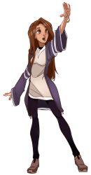 Rule 34 | 1girl, baggy clothes, blush, brown eyes, brown hair, freckles, highres, looking up, nachonachoz, original, outstretched hand, sleeves rolled up