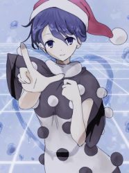Rule 34 | 1girl, blue eyes, blue hair, doremy sweet, dress, hat, heart, highres, looking at viewer, matching hair/eyes, md5 mismatch, nightcap, oshouyu tabetai, resized, short hair, short sleeves, smile, solo, sparkle, touhou, upper body