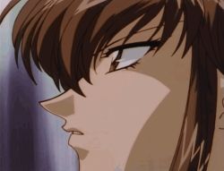 Rule 34 | 1990s (style), 1girl, 2boys, animated, animated gif, ass, axe, battle axe, bouncing breasts, breasts, brown eyes, brown hair, cleavage, falling, holding, holding weapon, injury, lentz (rurouni kenshin), long hair, looking away, medium breasts, meldars (rurouni kenshin), misanagi (rurouni kenshin), moaning, multiple boys, ninja, no bra, retro artstyle, rurouni kenshin, twintails, violence, weapon