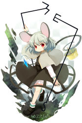 Rule 34 | 1girl, animal ears, bad id, bad pixiv id, bloomers, female focus, full body, grey hair, jewelry, kito (sorahate), mouse (animal), mouse ears, mouse tail, nazrin, pendant, red eyes, short hair, solo, standing, tail, touhou, underwear
