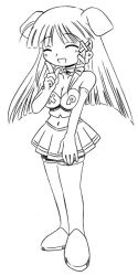 Rule 34 | closed eyes, greyscale, monochrome, os-tan, skirt, solo, tagme, thighhighs, xp-tan