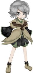 Rule 34 | 1other, androgynous, boots, bow, brown coat, coat, evanescent existence, full body, grey eyes, hands in opposite sleeves, houlen yabusame, jynx (artist), len&#039;en, len'en, lowres, official art, short hair, short hair with long locks, shorts, silver hair, solo, transparent background, v-shaped eyebrows, zun (style)