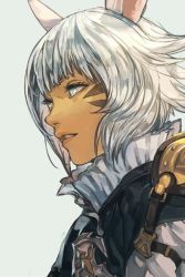 Rule 34 | 1girl, animal ears, cat ears, close-up, facial mark, final fantasy, final fantasy xiv, grey eyes, hungry clicker, lips, miqo&#039;te, parted lips, short hair, simple background, solo, square enix, white background, white hair, y&#039;shtola rhul